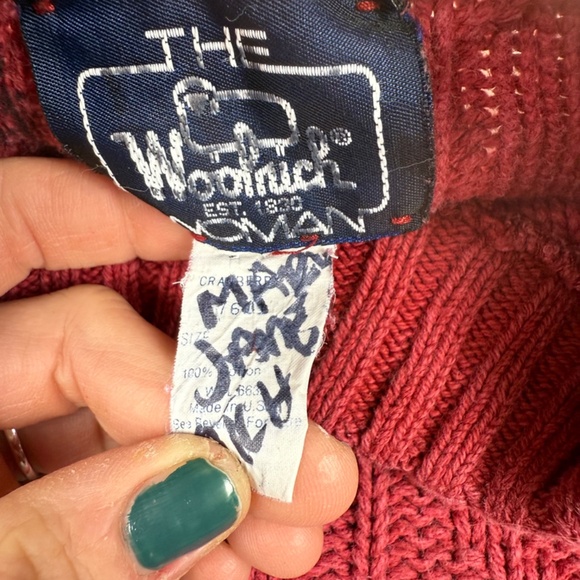 Woolrich Vintage 80's Cotton Cranberry Red Knit Sweater Women's Large Cottage - Picture 4 of 7